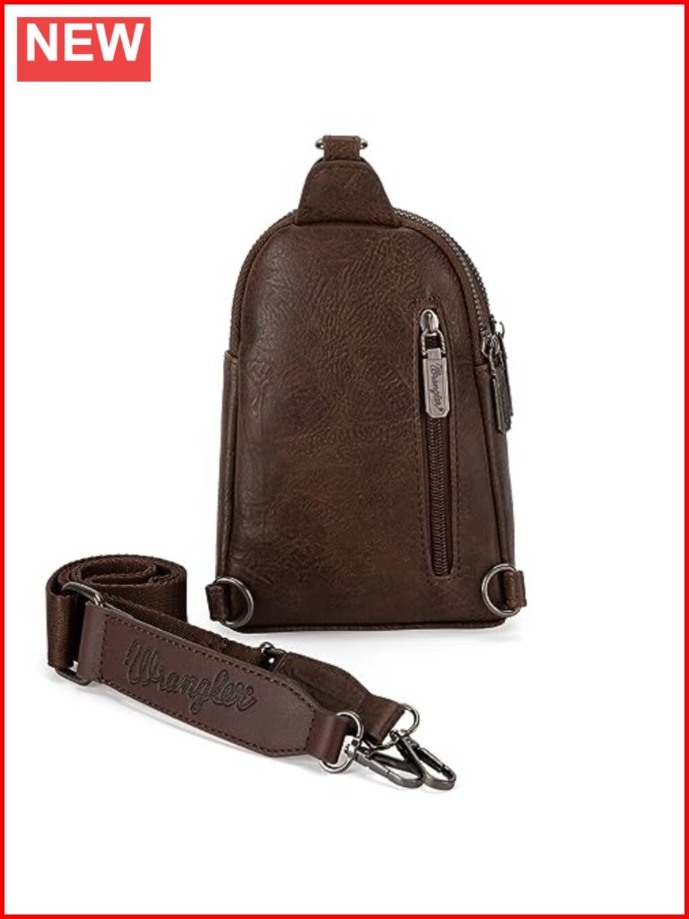 PU Leather Sling Crossbody Bag with Adjustable Strap - Picture 3 of 6